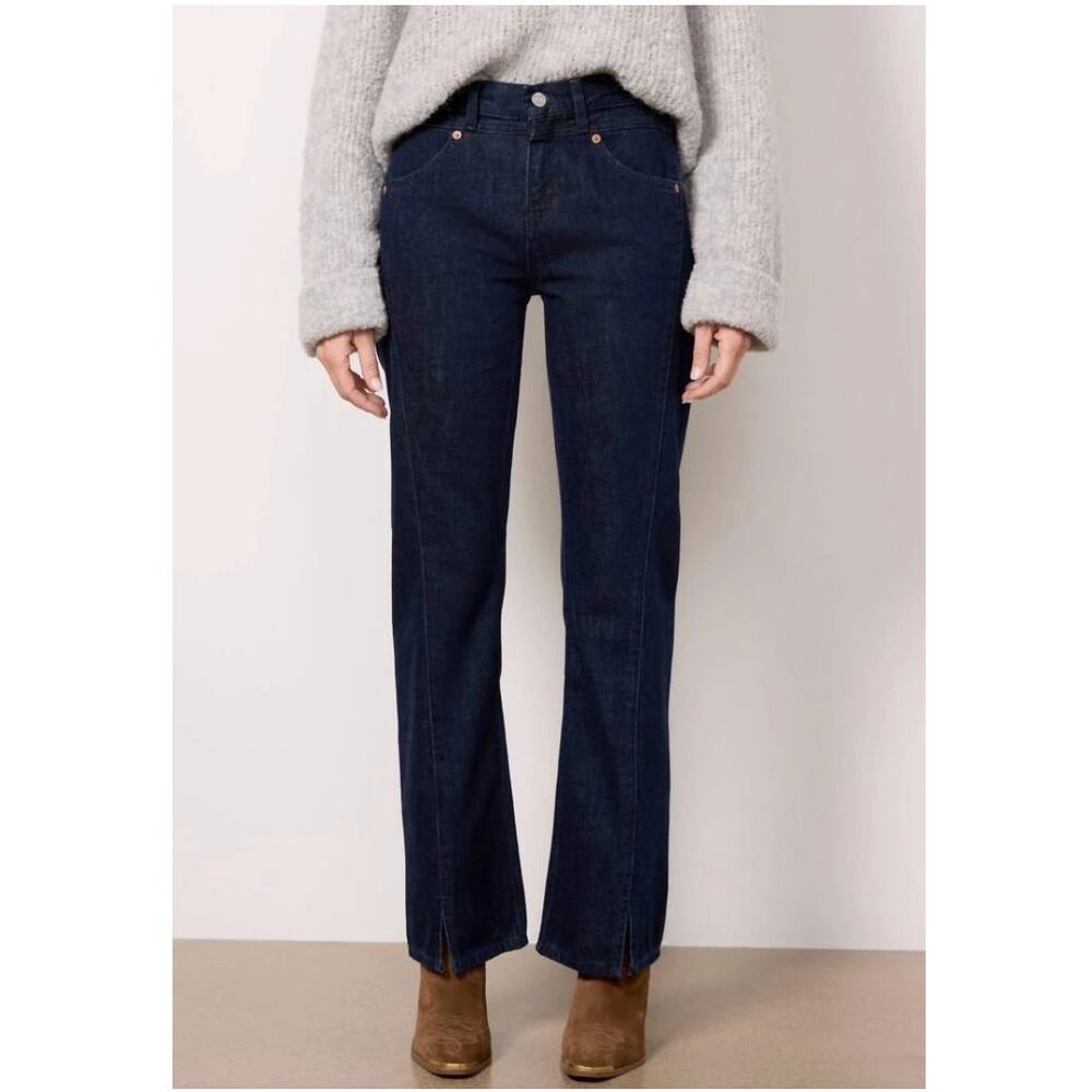 RE/DONE NWT Mid Rise Kick Flare Dark Denim Jean in Cross Hatch Rinse // 24